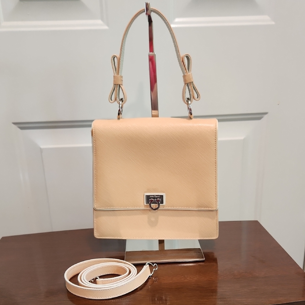 Salvatore Ferragamo Gancini Coral Two Way Structured Handbag